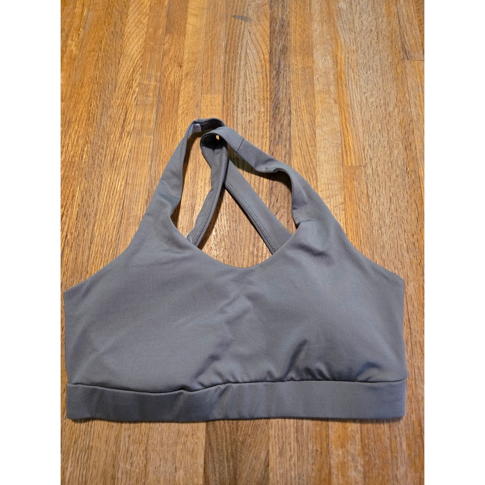 Shein Womens Medium‎ Gray Criss Cross Back Yoga Gym Athleisure Sports Bra